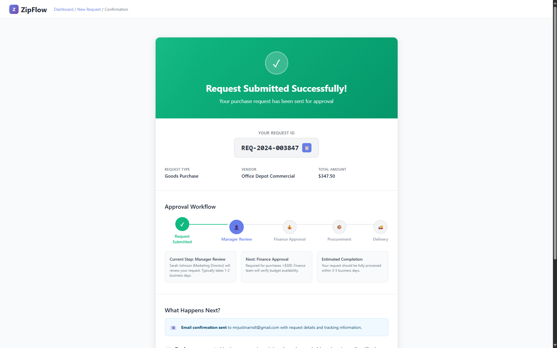 Request Confirmation